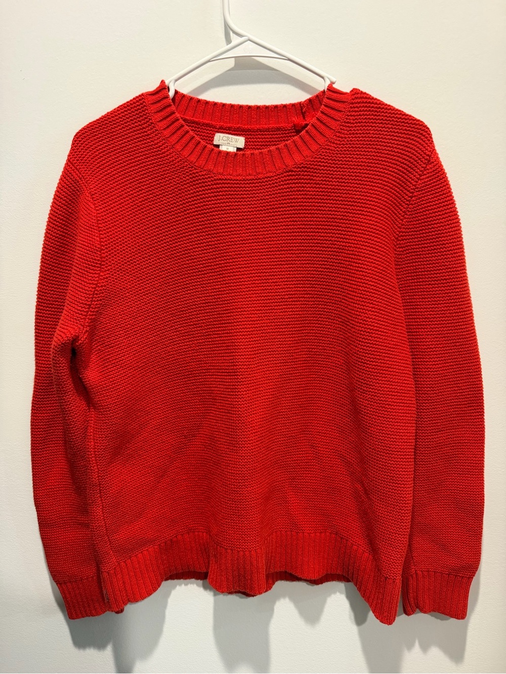 J. Crew Bright Red Textured Crewneck Sweater
